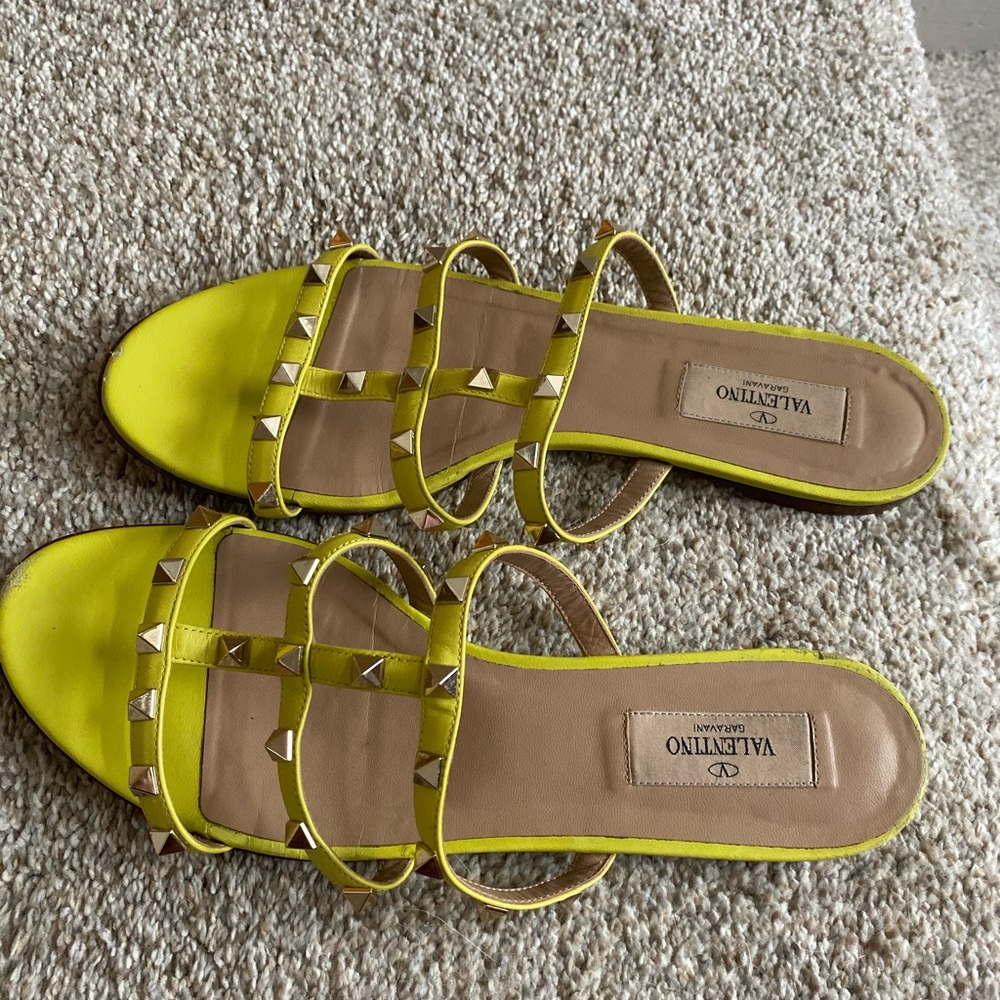 Valentino Rockstud Caged Flat Slide Sandals